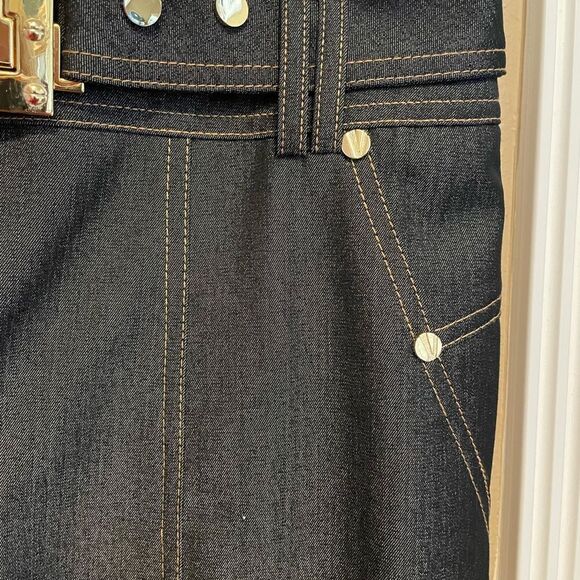 Cache Contour Collection Women’s Gold Buckle Gold Accents Pencil Skirt Size 10 - Picture 5 of 16